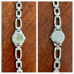 Fossil Silver Chain-Link Watch with Hexagonal Centerpiece